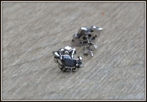 Paire de Boucles d'oreille avec Strass Noir En Acier Inoxydable