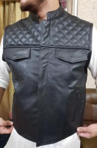 Gilet En Cuir De Vachette Style Pare-balle Biker - Grande Taille, Noir, Neuf Avec étiquettes