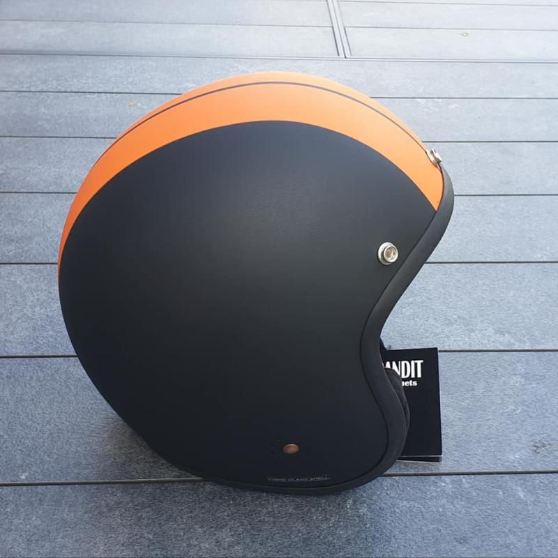 Casque Bandit Jet Racer jet moto noir mat et orange vintage