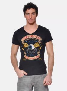 T-shirt Von Dutch Noir Col V Oeil Aile (SOCA/NR)