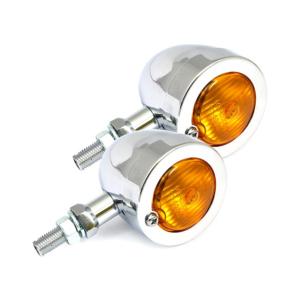 MCS - Paire de clignotants à ampoule couleur Chrome Homologués CE pour moto
