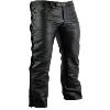 Pantalons en Cuir  véritable avec lacets sur les cotés pour moto , bikers ou autre (sur mesure possible) Couleur Noir 