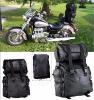 Double Sac en CUIR souple avec rool bag amovible Motif AIGLE Live To Ride pour sissy bar 