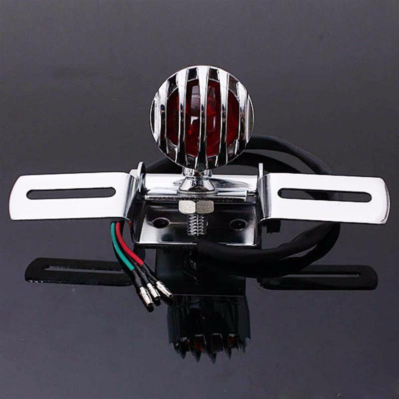 Support de plaque d'immatriculation + feu stop Chrome Bullet Style avec  Grille pour moto