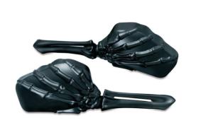 PAIRE de rétroviseurs Mains de Squelette en métal couleur Noir homologués CE pour moto custom ou Harley